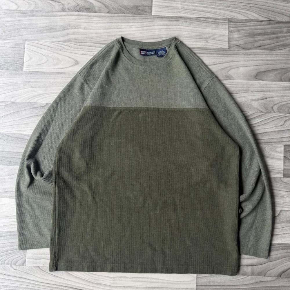 Inside Glory Thermal Longsleeve Size Large Olive Green Two Tone Y2K